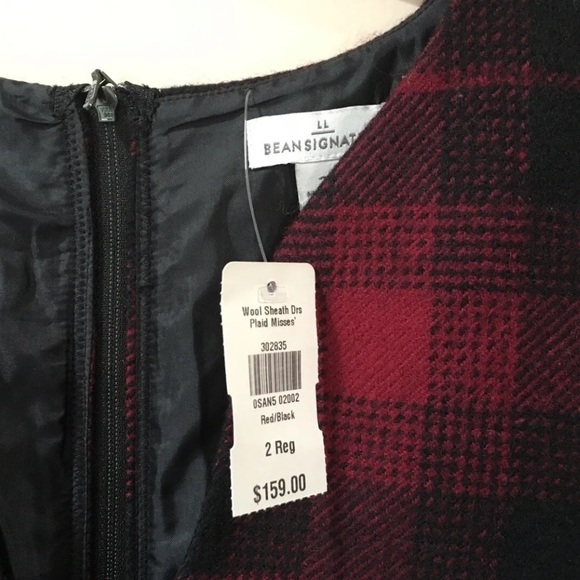 NWT LL bean sheath dress signature plaid tartan wool red holiday size 2 - Picture 5 of 6